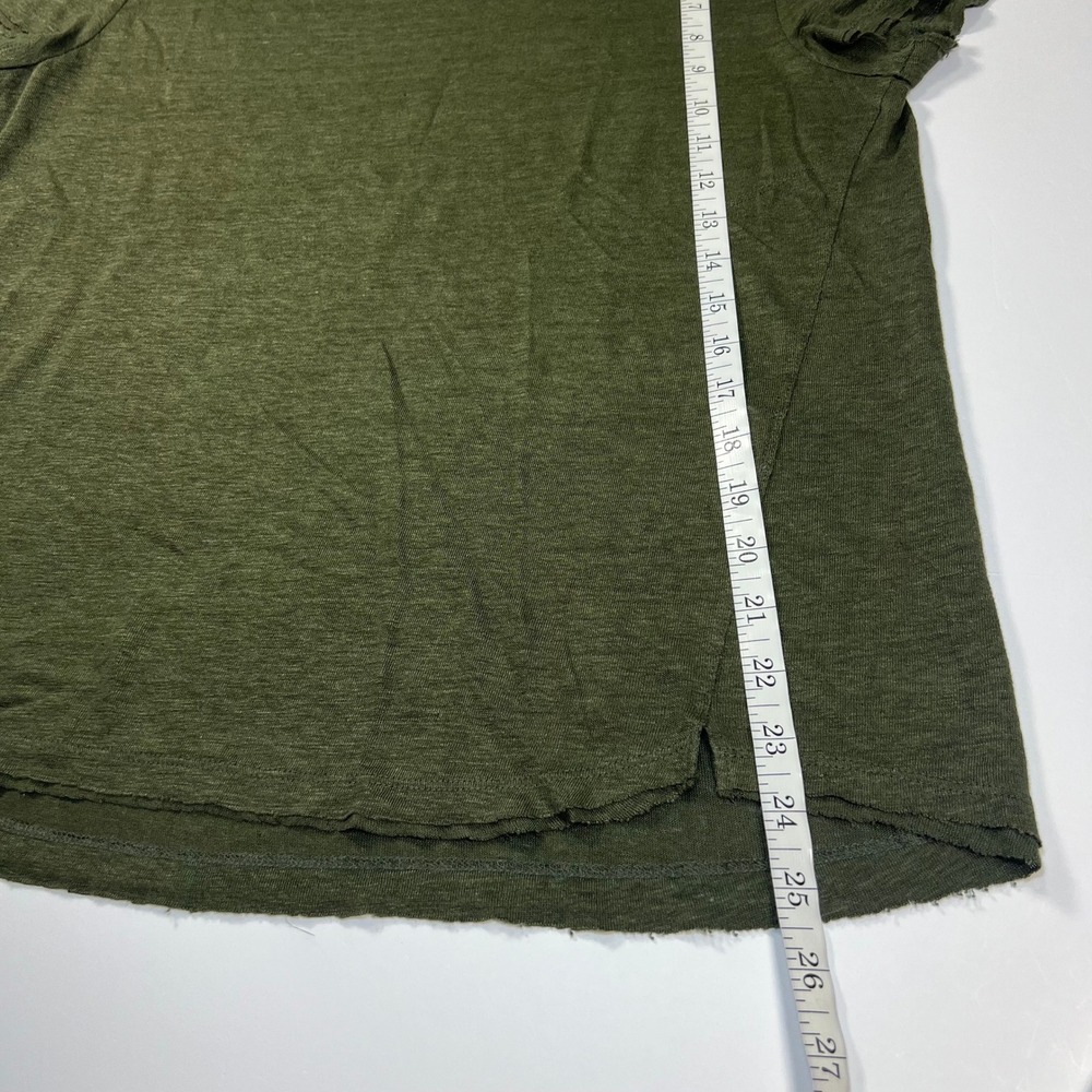 Frame Easy True Organic Linen T-Shirt Women Size Small Olive Green Unhemmed - Picture 7 of 10